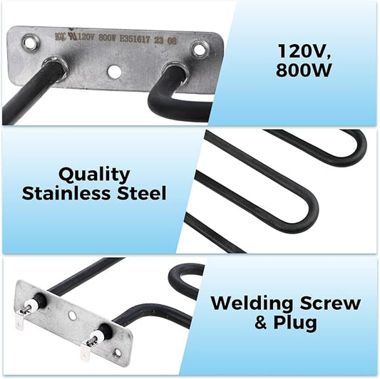 800 Watts Smoker Heating Element Kit Replacement for Masterbuilt & Char-Broil Digital Electric Smokers, Replace 9907090033 or FDES30111
