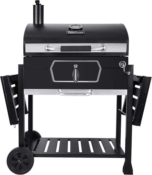 Royal Gourmet CD2030AC Deluxe 30-Inch Charcoal Grill with Cover, Large BBQ Grill with Collapsible Side Tables for Outdoor Picnic Camping Patio Backyard Cooking, Black