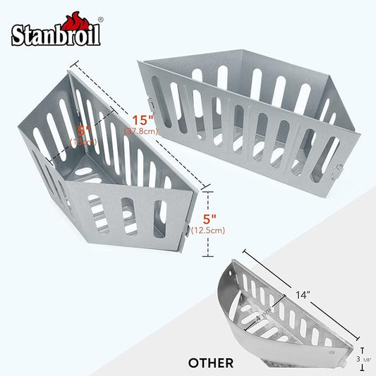 Stanbroil Charcoal Grill Basket - Set of 2 Barbecue Grilling Charcoal Holder Replacement for Weber 22" and 26" Charcoal Grills