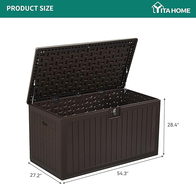 YITAHOME 180 Gallon Large Deck Box with Side Handles, Outdoor Double-Wall Storage for Patio Furniture Cushions, Garden Pool Accessories, Waterproof & Lockable