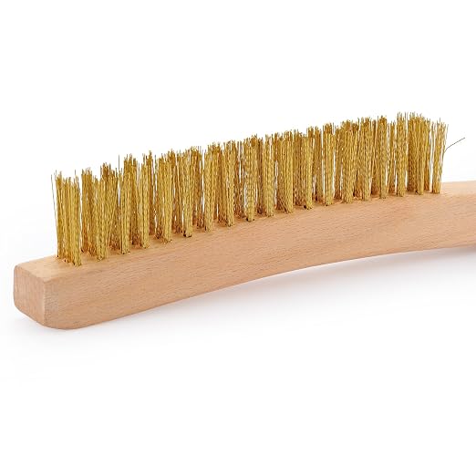 MAXMAN Brass Brush 2Pcs, 14" Soft Brass Bristle, Rust & Weld Cleaner | Wire Brushes for Cleaning Metal Rust, Beechwood Handle, for Metal Rust/Welds, Ideal for Delicate Surfaces, Large Size