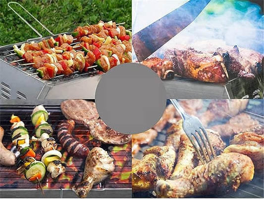 Portable Charcoal Grill for Camping BBQ, Outdoor Barbecue Grill with Stainless Steel Folding Rack, Camping Stove for Patio Picnic, Charcoal Grill BBQ Cooker for 3-5 Persons
