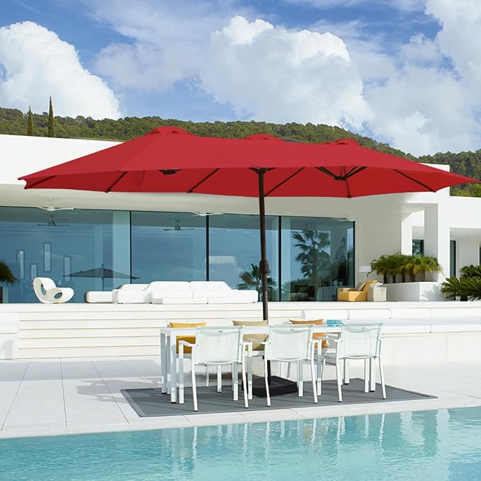 15ft Double Sided Patio Umbrella Replacement Canopy,12 Ribs Umbrella Replacement Top Cover,Frame NOT Included