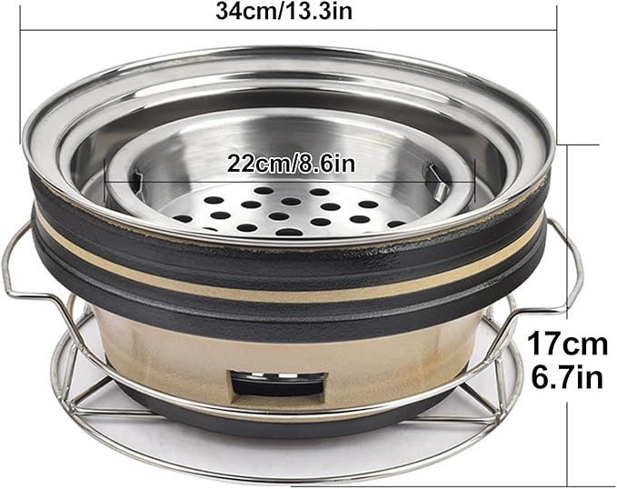 Portable Pottery Barbecue Stove, Clay Charcoal Stove, Multifunctional BBQ Grill Outdoor Charcoal Stove, Cooking Accessories for Outside BBQ Picnic Hiking Patio