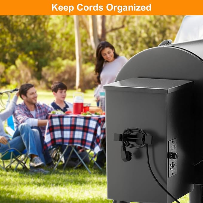 Demao Magnetic Power Cord Organizer, Thick Plastic Cable Holder-Strong Magnetic Base & Built-in Hook for Traeger, Pit Boss, Z Grills Pellet Grills BBQ Smokers - Indoor/Outdoor