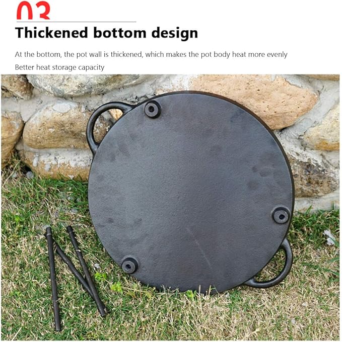 Outdoor Large Charcoal Grill Plate, Large Cake Pit, Cast Iron Pan, Camping Frying Pan, Driving Wrought Iron Grill, Barbecue Grill, Portable Folding Grill,M
