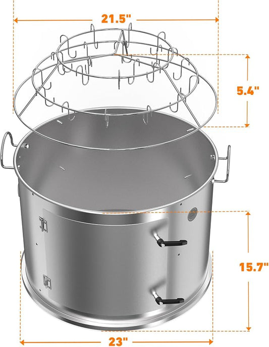only fire Stainless Steel Grill Cooking Smoking Attachment, Charcoal, Rib Hanging System for Weber 22 inch Kettle Grills - Turns Your Kettle into Smoker