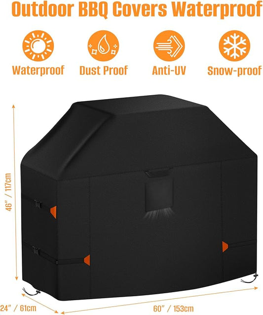 LYHNMW 60 Inch Grill Cover for Weber Genesis II, LX 300 and Genesis 300 Series Outdoor Gas Grill, Heavy Duty 600D Waterproof & Dustproof Grill BBQ Covers, Anti-UV, Rip-Proof Island Grill Cover