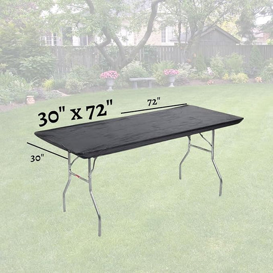 6' Rectangle Plastic Table Covers 30" x 72", Bundle of 5 (Black)