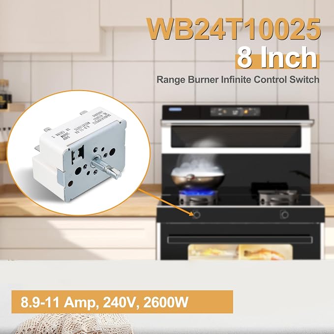 WB24T10025 Range Switch Surface Burner Control Switch, Compatible with GE Electric Range 8 in,Replace for GE for Kenmore for Hotpoint Range Element, Replace for: AP2024072 769692 PS236750