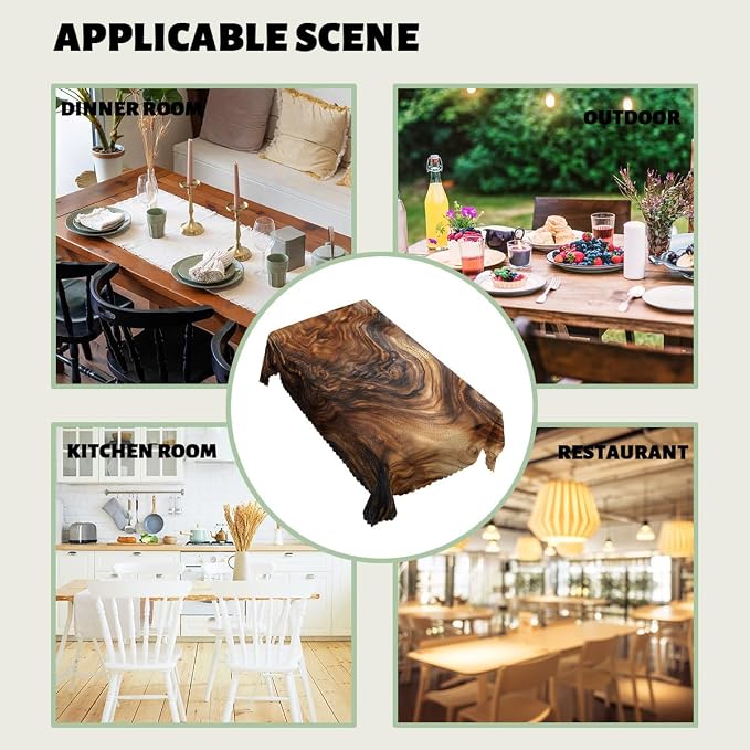 Wood Grain Texture Decorative Rectangle Tablecloth Old Tree Trunk Natural Rectangle Table Cover Anti-Oil Tablecloth for Dining Tables, Parties, Wedding and Banquet Decoration 52" x 70" 4-6 Seats