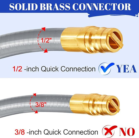 GasSaf 12 FT 1/2" ID Natural Gas Hose with Quick Connect Fitting, Natural Gas Conversion Kit for Gas Grill, Generator, Patio Heater and More - CSA Certified
