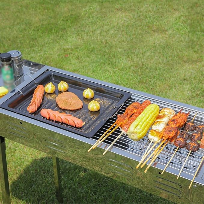 Outdoor Home Stainless Steel Japanese BBQ Grill Folding Charcoal Grill Large Size Portable Charcoal Grill for Camping BBQ Grills Outdoor Barbecue Grill,AsShow-D