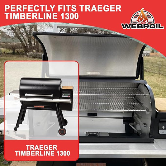 6 Packs BAC515 Drip Tray Liners for Traeger Timberline 1300 Series Grills, Heat-Resistant Foil Liners Replacement for Traeger Timberline Accessories, Aluminum Tray for Catching Grease 35.5 x 16.5 Inch