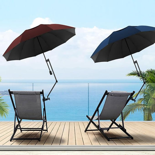 Patio Umbrellas UPF 50+ 360 ยฐ Adjustable Shade Umbrella,Beach Umbrella with Universal Clamp,Beach Clamp on Umbrella,suitable for Patio,beach chairs,golf carts, wheelchairs,carts,bleachers,camping and fishing
