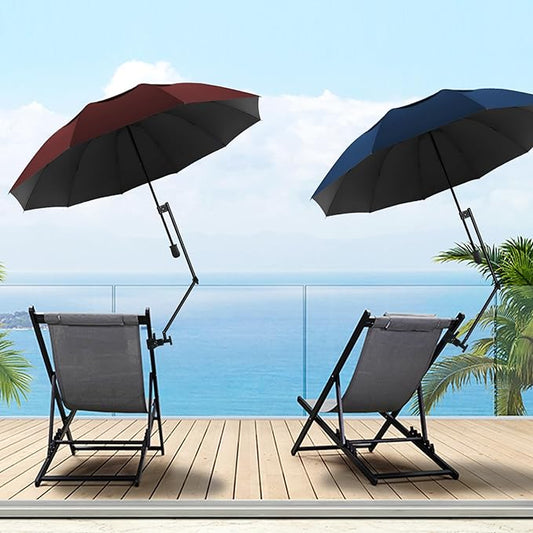 Patio Umbrellas UPF 50+ 360 ยฐ Adjustable Shade Umbrella,Beach Umbrella with Universal Clamp,Beach Clamp on Umbrella,suitable for Patio,beach chairs,golf carts, wheelchairs,carts,bleachers,camping and fishing
