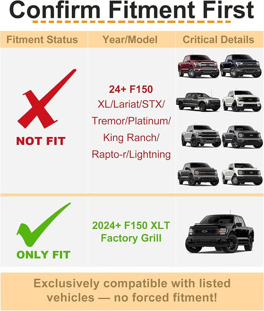 LED Grill Lights for Ford F150 2024-2026 Accessories XLT Only, Amber | Direct-Snap F150 Front Grille Marker Lights, OEM-Style Fit, IP68 Waterproof, Raptor-Style Front-End Upgrade, Off-Road Ready