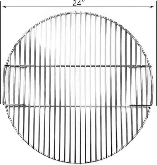 24" Round Grates for BGE, Big Green Egg XL, Weber Summit E6 S6 Kamado Joe Pro Joe Big Joe I, II III Smokers 24" Charcoal Grill and Firering, Outdoor BBQ, Fire Pit Camping, Picnics Cooking Grid