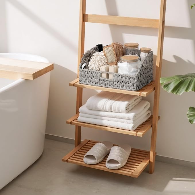 GRANNY SAYS Wicker Storage Basket for Shelves, Large Wicker Baskets with Handles, Trapezoid Woven Basket for Storage, Decorative Baskets for Gifts Empty, Gray