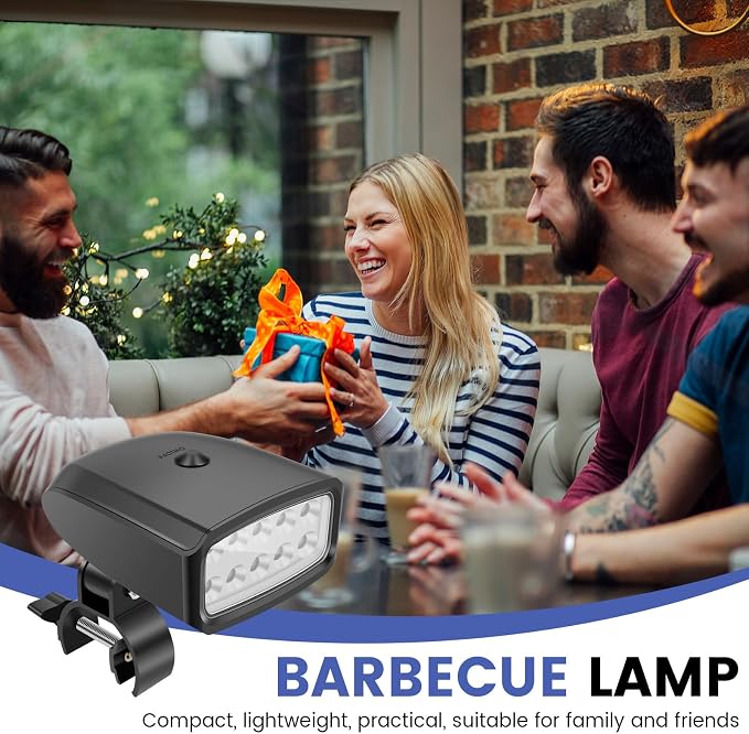 Grill Lights with 10 LED Lights,Super Bright BBQ LED Grill Dual Action Light,Adjustable Light Head & Strap Fits Most Outdoor Grills,BBQ Grill Accessories Suitable for Outdoor,Water & Heat Resistant