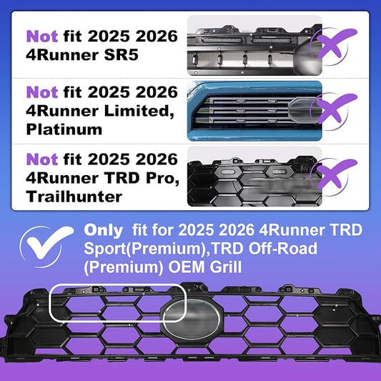 RGB Led Grills Light for 4Runner TRD-Sport TRD Offroad 2025 2026 | 4 in 1,6th gen Toyota 4runner oem 2027 grill light assembly