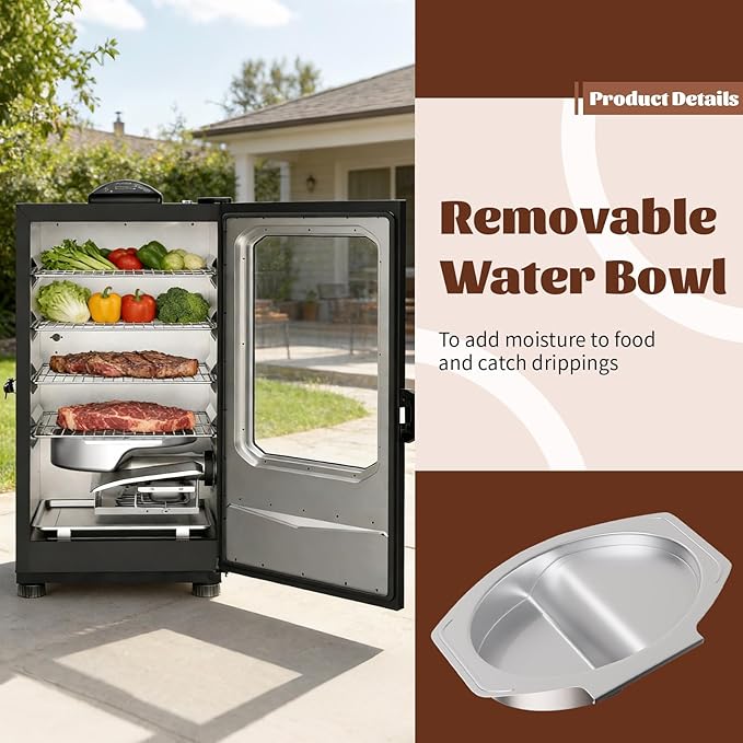Water Bowl Replacement for Masterbuilt 30 inch Electric Smoker, Fits Masterbuilt Parts 9007170040, Smoker Water Pan Compatible with MB20071117, MB20071418, 20071117, Stainless Steel