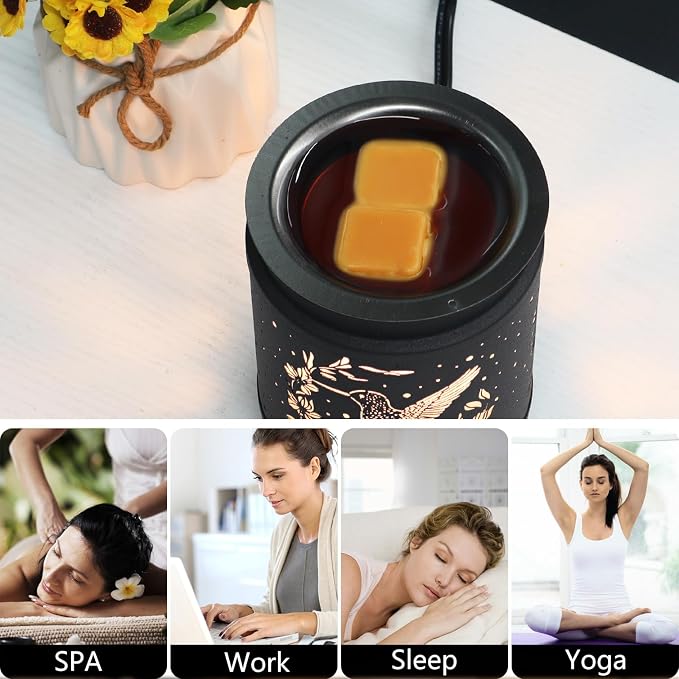 kobodon Wax Melt Warmer Hummingbird Metal Wax Warmer for Scented Wax | Electric Fragrance Candle Oil Burner 2 in 1 Wax Melts as Gifts for Moms Grandma Women Girls