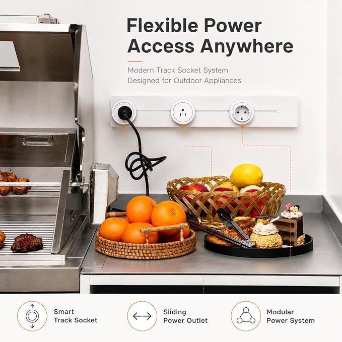 Sunnyjoy Modular Outdoor Kitchen MAX, Premium Aluminum Cabinet System-1 | Max roll-up shade version with grill, sink & storage, durable weather-resistant design, includes roll-up set for protection