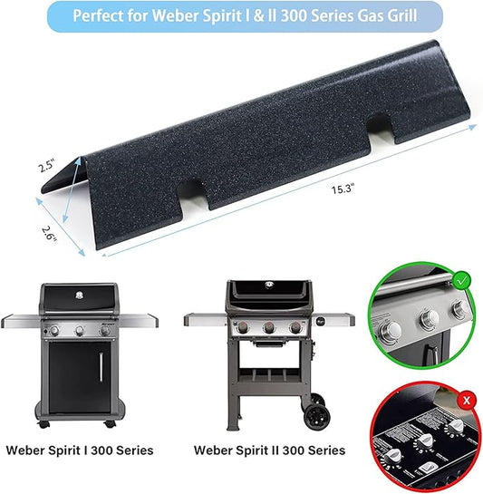 Flavorizer Bars for Weber Spirit 2 Grill Parts: 15.3" Porcelain Steel Heat Plates Replacement for Weber GS4 Spirit II Series E-310,S-310 320 Grills with Front Mount Control (5-Pack)