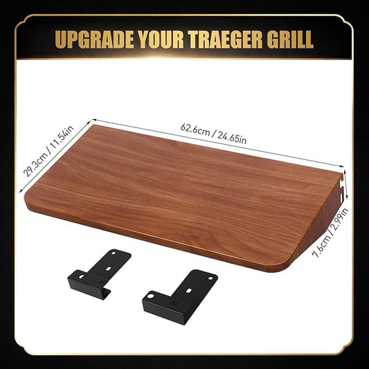 QuliMetal Foldable Front Shelf for Traeger Pro 22, Pro 575 and Ironwood 650, 24.65" Grill Front Table, BBQ Prep Shelf Accessory, Quality Steel Front Shelf