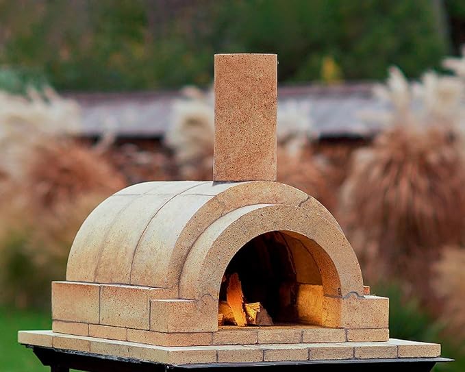 BRAVO Wood Burning Fire Brick Pizza Oven for Outdoor Cooking - FULLY DIY KIT - Includes Firebrick Set, Refractory Glue, Trowel, Gloves, Cover, Steel Gate, Assembly Instructions (3 hours)