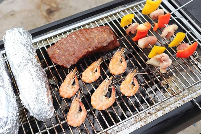 Portable Charcoal Grill Barbecue Camping Outdoor Cooking Thickened Stainless Steel Folding Barbecue Grill,Black.