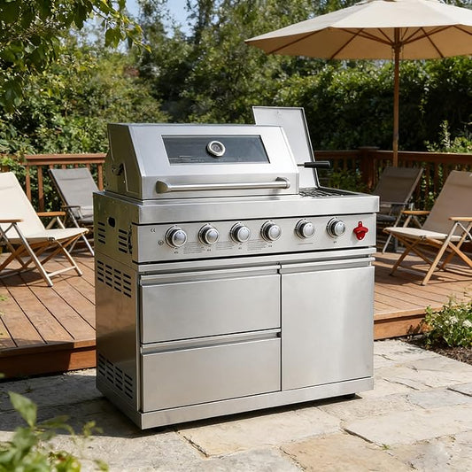 Outdoor Grills & Smokers Portable Camping Charcoal Grill BBQ Barbecue Island with Offset Smoker, Barrel Style Charcoal Grill for Large Outdoor Cooking, Parrilla Para Asar Carne, Asador de Carbon,A4