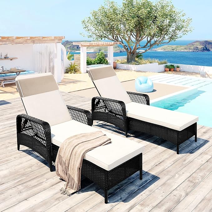 Enipate Outdoor Chaise Lounge Head Pillow, Pack of 2 Water Resistant Headrest Pillows with Elastic Band for Pool Patio Chairs
