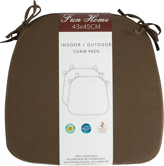 Outdoor Chair Cushions Set of 2,Patio Seat Cushion 17"x16"x2",U-Shaped Dining Chair Cushion 17 by 16 Inch,Water Resistant,Fade-Resistant Chair Pads for Kitchen Garden Furniture(Coffee Brown)