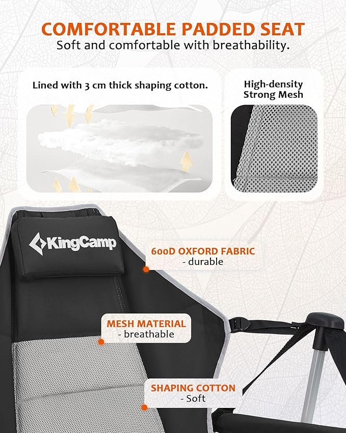 KingCamp Hammock Camping Chair, Swinging Portable Camp Chairs for Adults, 400lbs Heavy Duty Oversized Folding Rocking Chair with Adjustable Recline, Aluminum Alloy Frame for Outdoor Patio Beach Sport