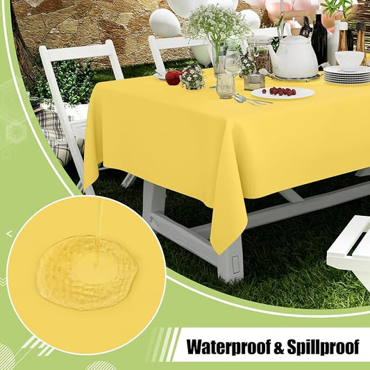 Smiry Disposable Table Cloth 3 Pack, 84 Inch Round Waterproof Plastic Tablecloth, Decorative Round Table Covers for Party, Birthday, Picnic, Yellow