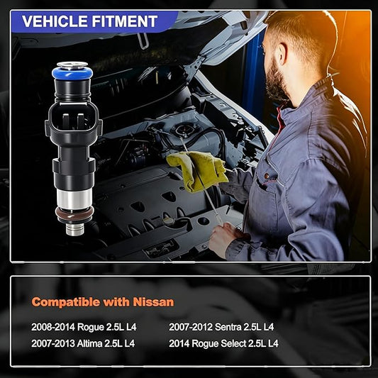 HiSport Fuel Injector 1PC 0280158130 2.5L Compatible with Nissan Altima 2007-2013,Rogue Select 2014-2015,Sentra 2007-2012,Rogue 2008-2013