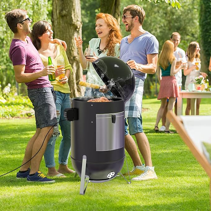 onlyfire Stainless Steel BBQ Rotisserie Kit for Weber 22 Inch WSM Cooker | 110V Electric Motor, 360 Degree Full Rotation, Takes Your WSM to Next Level