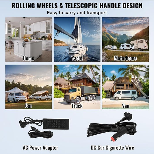VEVOR Car Refrigerator 115L, Dual Zone Portable Freezer with Wheels & Handle, -4℉ to 68℉, 12/24V DC & 100-240V AC Compressor Cooler for Camping, Outdoor, RV