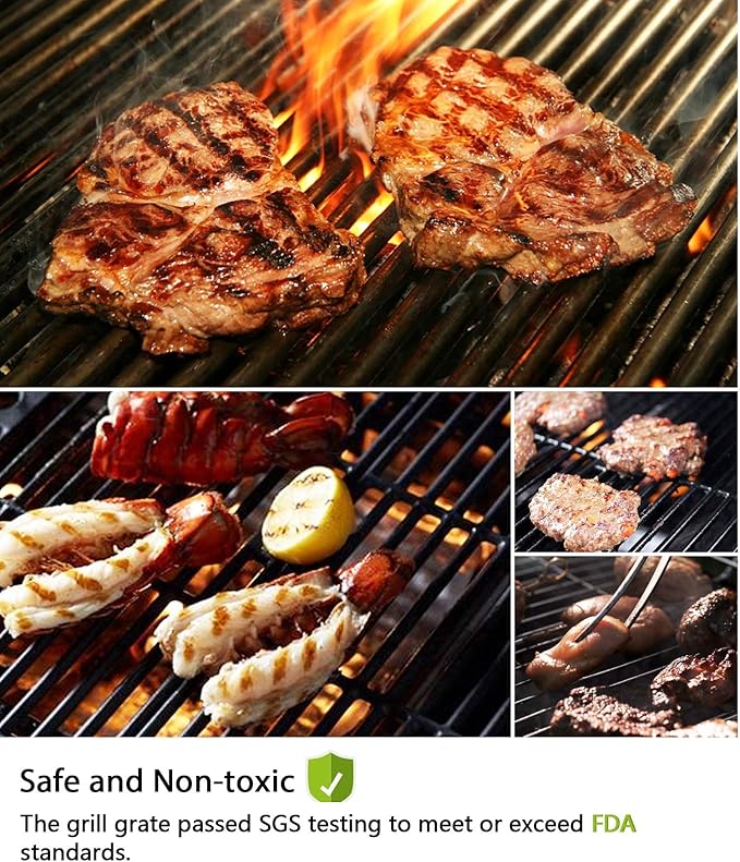 Hongso 7638 17.5" Polished Porcelain Cast Iron Grill Grates Replacement for Weber 3 Burner Spirit 300, 310, 320, Spirit 700, Genesis Silver B/C, Genesis Gold B/C, Genesis Platinum B/C Gas Grills