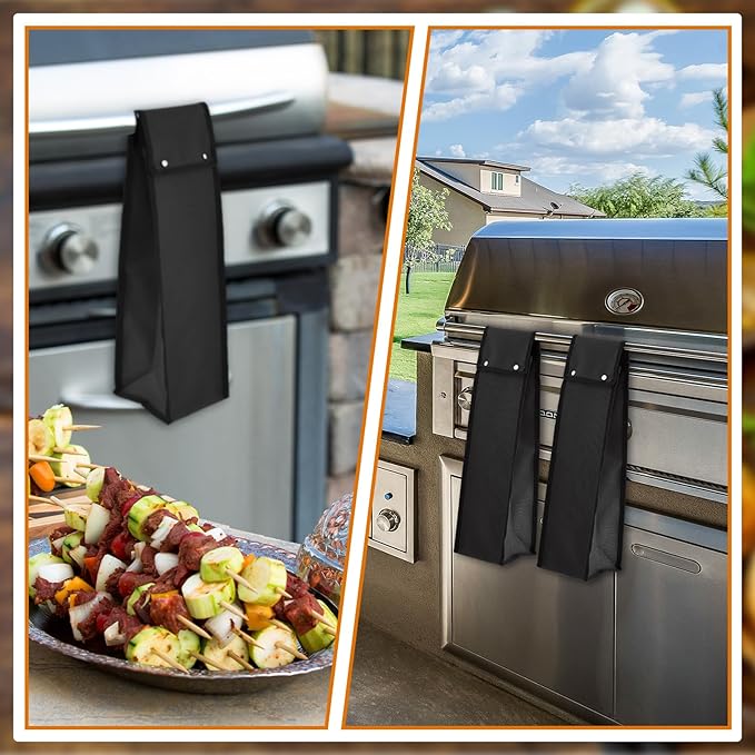 Amylove 2 Pcs Grill Utensil Storage Bag 20" Extra Thick Canvas Barbecue Grill Tool Storage Bag Carry Container Waterproof Zipper Closure, for Outdoor Grilling Camping Hiking Barbecue Accessory(Black)
