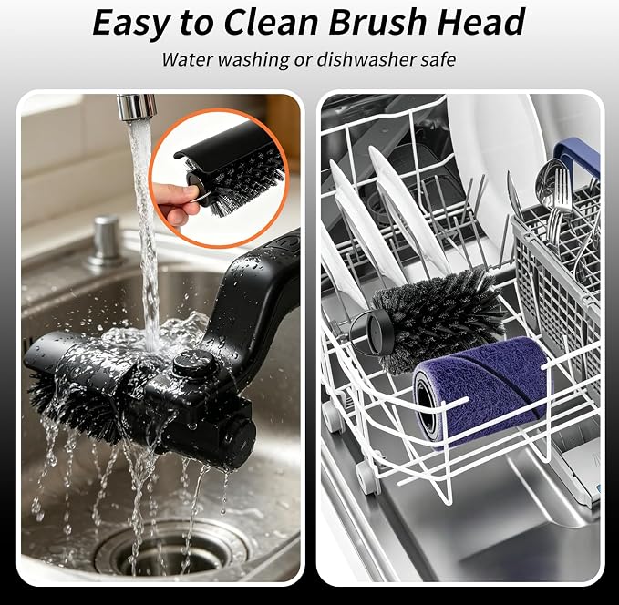 Electric Grill Brush for Outdoor Grill, 3-Speed Modes, Cordless Rechargeable BBQ Cleaner with 180° Adjustable Head, Reinforced Steel Bristles, Grill Cleaning Brush for Barbecue Grates