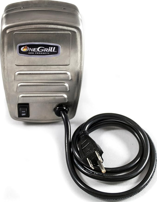 OneGrill Electric Dual Post Open Fire Rotisserie System- 53 Inch Chrome
