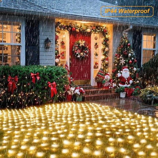 Pooqla Warm White Net Lights, 34.5X 5ft Christmas Lights Outdoor Clear Wire | 610 LED Large Net Mesh Lights Plug in, 8 Modes Waterproof Connectable Bushes Lights for Christmas Hedge Yard Decor