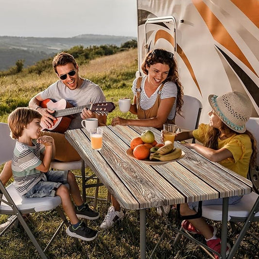 Picnic Table Cover with Bench Covers Camping Essentials Farmhouse Waterproof Windproof Wood Grain Camping Tablecloth Fitted Tablecloth Cover with Elastic Edge for Indoor & Outdoor 3 PCS 30x60 Inch