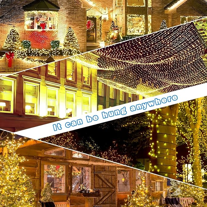 SOLARBABY Solar Christmas Lights Outdoor, 164FT 500LED Solar Sting Lights, 19 Modes Solar Fairy Light Outdoor for Xmas Tree, Garden, Porch, Christma Decoritons, Warm White