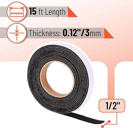 UNCO Smoker Gasket - 15 Ft, 1/2"X1/8", High Temp Grill & BBQ Gasket