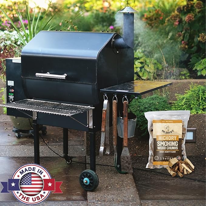3.5 Lb. Hickory Wood Chunks by Mr. Bar-B-Q, Alternative for Charcoal Briquettes Can be Use on Gas, Wood Chunks for Smokers, Natural Hickory Smokey Flavor for Smoking, Grilling & BBQ, Camping Essential