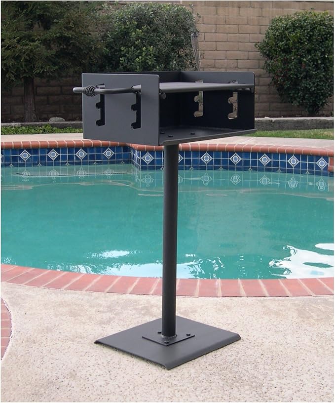 Heavy Duty Outdoor Park Style Charcoal & Wood Grill with Post & Patio Base Plate
